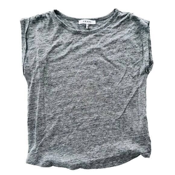 Frame Denim Melange Slub Knit Cap Sleeve Shirt Grey Size Small #LWTS0788 - Picture 2 of 6